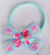 Opaska do włosów głowę roczek urodziny kokardka kokarda Świnka Peppa 