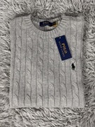 Polo Ralph Lauren sweter vintage cable knit szary basic S unisex