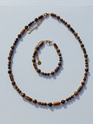 Zestaw biżuterii z kamieni naturalnych Tygrysie Oko i stali chirurgicznej 