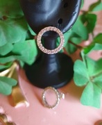 Kolczyk srebro 925, kółka, sztyft, cyrkonie różowe