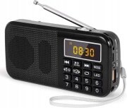 PRUNUS J-725 Przenośne radio Aku 3000mAh FM MP3 USB SD Zegar Latarka