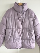 Zara kurtka puchowa puffer liliowy oversize r.34/36/38