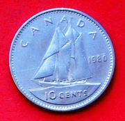 10  Centów  1980  r  -     Kanada   Szkuner Kanadyjski