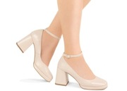 CZÓŁENKA NA GRUBYM OBCASIE BEŻOWE 37 Brilu