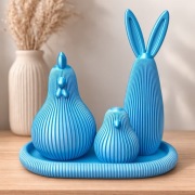 Ozdoby Wielkanocne Zestaw Królik + Kurki na Tacy | Wydruk 3D | Różne Kolory