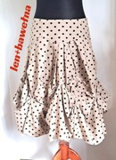 Lniana drapowana spódnica w grochy z tiulową halką victorian M 38