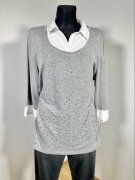 Bluzka koszula 46 xxxl szara elegancka do biura lekka wiosenna kobieca