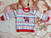 Nowa biała kolorowa bawełniana bluzka w paski pasy 62 kot auto cars 