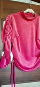 Bluza neonowa fuksja różowa marszczona welur 