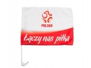 FLAGA POLSKA DO MONTAŻU NA SZYBIE SAMOCHODZIE PZPN ŁĄCZY NAS PIŁKA