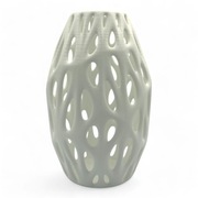 Wazon ozdobny Voronoi – unikalna siatka owalnych otworów – biały