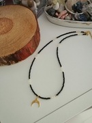  Naszyjnik czarny turmalin srebro 925 pozłacane lunula cytryn kwarc różowy 