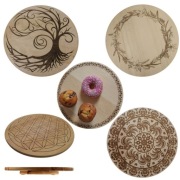 Obrotowa Drewniana Patera ze Wzorem Deska do Serwowania (Średnica 35 cm)