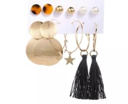 Kolczyki 6 Par Kolczyków Perły Złote Koła Księżyc