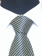 złoto-granatowy wzorzysty krawat Renè Chagal hand made