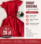 Sinsay czerwona sukienka XS rozkloszowana elegancka