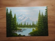 Zestaw ręcznie malowanych obrazów - PEJZAŻ "ZA GÓRAMI, ZA LASAMI" 50x70cm