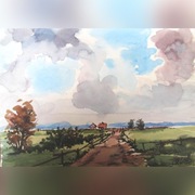 Pejzaż  Kaszubski  -mmakwarela  