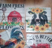 4x lniane poszewki dekoracyjne Vintage 45x45 Farma 