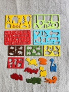 PRL - zestaw szkolny - szablony do rysowania zwierzęta literki cyferki