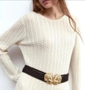 Nowy pasek ZARA 80 z piekna antyczna klamra vintage