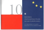 4525,Folder, 10 rocznica przystąpienia Polski do Unii,znaczek plus FDC