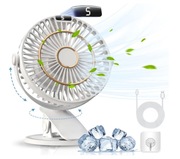 Mini wentylator COZII USB biały 5 prędkości klips 720°