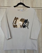 Luise beżowa bluzka cekiny panterka 40/42