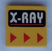 LEGO 3068px30 żółta płytka 2 x 2 z białym napisem „X-RAY” 36575