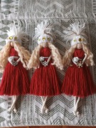 Świąteczny aniołek, makramowy, 9 x 25 cm