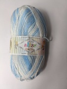 Włóczka Alize Baby Best niebiesko - biały 6669