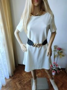 Elegancka kremowa sukienka MOON collection M rozkloszowana, bawełna 