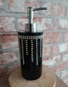 Elegancki czarny dozownik na płyn/mydło z kryształkami 