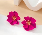 Kolczyki wkrętki kwiaty fuksja 