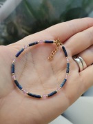 Bransoletka na lince stal szlachetna lapis regulacja ametyst przedłużka