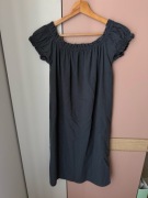 Granatowa sukienka z krótkim rękawem, 55% len, 45% wiskoza, Vero Moda - M