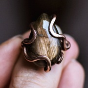 Pierścionek Labradoryt miedziany unikat