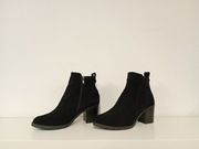 Botki damskie Verdi czarne skóra welurowa Polski produkt Eleganckie Słupek