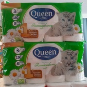 Papier toaletowy rumiankowy Queen 3 warstwowy 150 listkow 4x8 rolek