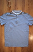Polo Zara r. S szaro-niebieskie kr rękaw bawełniane na guziki