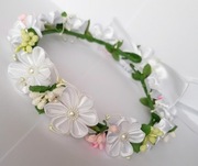 Wianek na głowę handmade do włosów I Komunia Biały tydzień