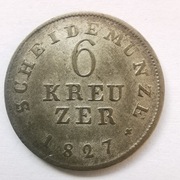 6 krajcarów 1827 Wielkie Księstwo Hesji  Ludwik I