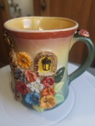 Kubek kwiaty Domek rzeźbione ceramiczne ręcznie robione, 450ml