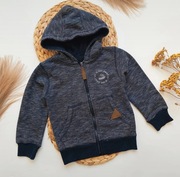 Bluza z kapturem Cool Club Smyk 92 na zamek w paski granatowa z kieszeniami