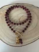 Naszyjnik bordowy Teddy 45 cm kamienie naturalne granat