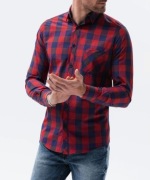 Ombre nowa męska koszula slim w kratę krata S 38