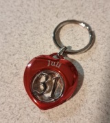 Brelok serce z żetonem i datą, urodziny, jubileusz