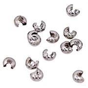 Koraliki Osłonki Maskujące, Zaciskowe, Mosiądz, rhodium plated, 4 mm, 5szt.