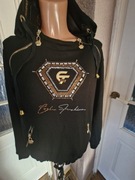 Bluza damska czarna S Charyzma z kapturem kieszeniami złote logo zamki