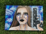 "UCIECZKA" - obraz ręcznie malowany